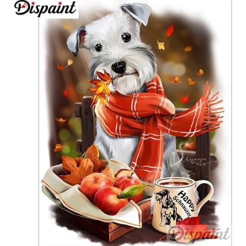 Dispaint Full Square/Round Drill 5D DIY Diamond Painting "Animal dog apple"3D Embroidery Cross Stitch Home Decor Gift A12243