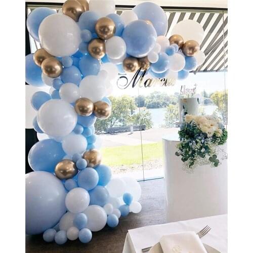 114pcs/set Balloon Garland Kit Blue White Gold Chrome Balloon Arch Wedding Bridal Shower Birthday Party Baby Shower Decoration