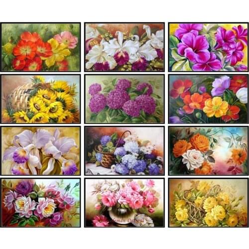 Embroidery Counted Cross Stitch Kits Needlework - Crafts 14 ct Aida DMC color DIY Arts Handmade - Exquisite Flowers Collection
