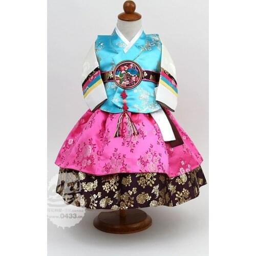Newly Children Dress Girl Kid Oriental Traditional Korean Clothing Costume Hanbok Dress Childrens Sets Princess Dress Hot