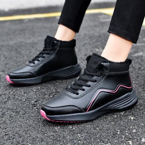 Winter New All-match Womens Shoes Plus Velvet Mid-cut Non-slip Walking Shoes Outdoor Trend Ladies Casual Sports Shoes35-42