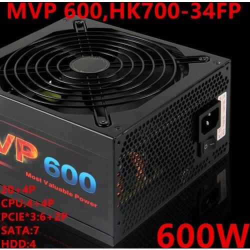 New PSU For Huntkey Brand ATX Half Module RTX2080Ti RX590 600W Power Supply MVP 600 HK700-34FP