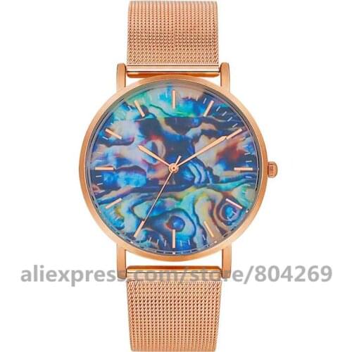 Wholesale Womens Quartz Watch Fashion Graffiti Stylish Mesh Quartz Analog Wrist Watch Hot Sale Women Watches Hours Gift