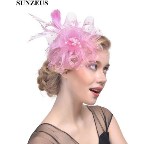 Feathers Tulle Pearls Wedding Hair Accessories Bridal Hats Flora Elegant Womens Party Hats sombreros de boda SH33