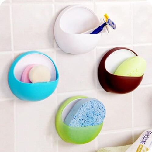 Plastic Suction Cup Soap Toothbrush Box Dish Holder Kitchen Shelf Sponge Rack Bathroom Shower Accessory Soap Holder #W5