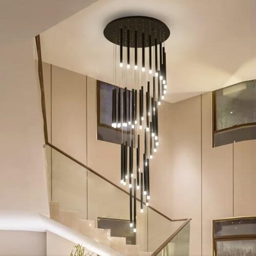 Pendant Light Modern minimalist duplex floor hall fashion atmosphere Nordic living room lamp villa spiral staircase long hanging