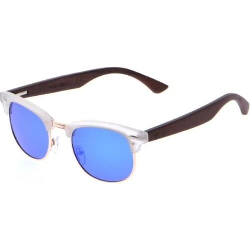 Transparent Pc polarized sunglasses and Rosal Wood Revo lenses Colbun Blue