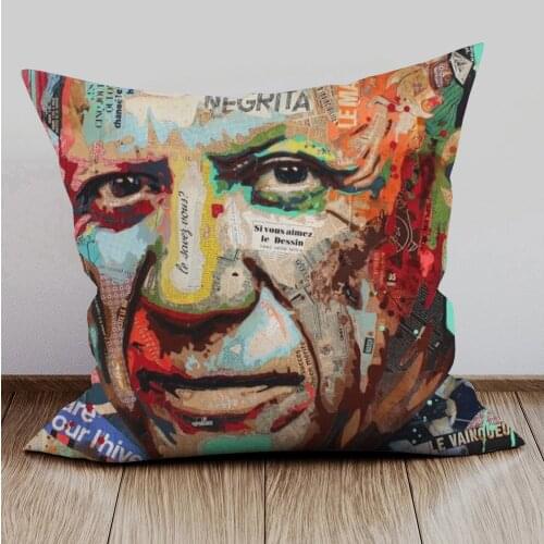 Hand Painting Portraits Newspaper Art Cushion Covers European Retro Vintage High Heel Shoes Pillow Case