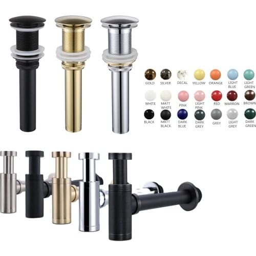 Bathroom Siphon Sink Drain Pipe Modern Bathroom Fixture Bottle Trap Black Brushed Chrome Pop Up Filter Fixture Stopper For Home