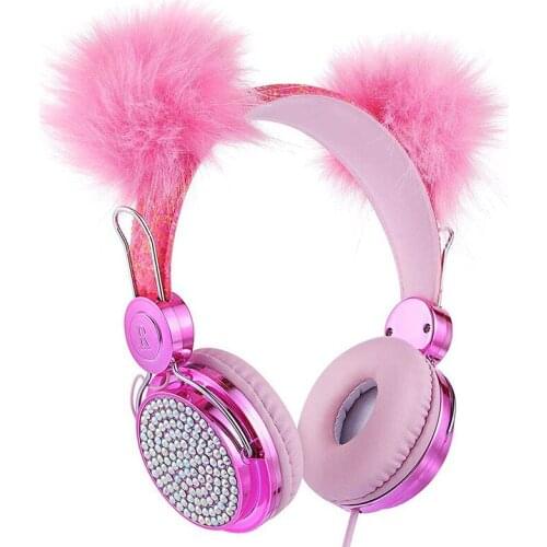 Cute Wired Kids Headphones With Microphone, Girls Child Music Stereo Earphone PC Mobile Phone Childrens Headset Gift