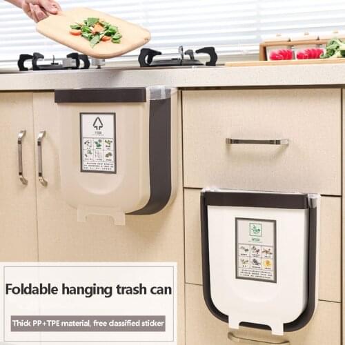 Folding Trash Can Kitchen Car Garbage Bin Rubbish Dustbin Waste for Recycle Car Trash Can Bedroom Zero Waste Office Desk