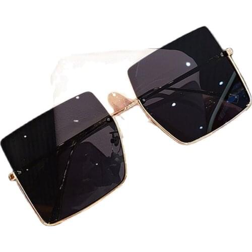 2021 Metal Semi-rimless Sunglasses Women Retro Oversized Square Sun Glasses Men Fashion Half Metal Frame Streetwear Eyewear