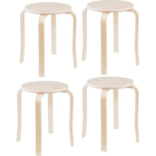 4/2 PCS Round Stool Wooden Surface Kitchen European-Style Simple Style Comfortable and Exquisite Round Stool 35x35x45 cm