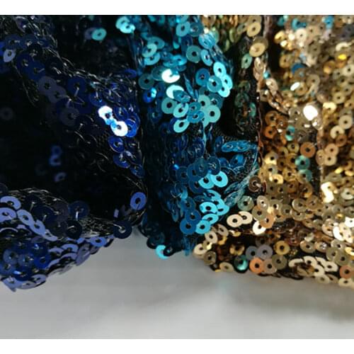 Deep blue sea golden sequins cloth mesh fabric bottom gradient laser sequins hanging sheet decorative clothing fabric