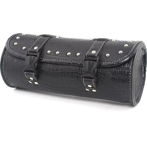 Universal retro rivet black motorcycle cylinder saddle bag moto fork tail kit tool bag waterproof storage bag