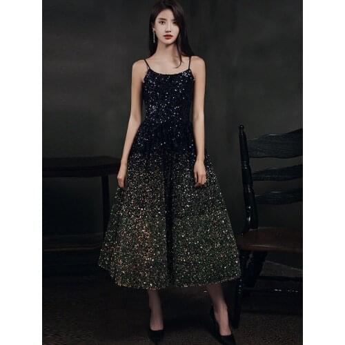 A-Line Evening Dress 2020 Vintage Sequins Sparkle Prom Party Gowns