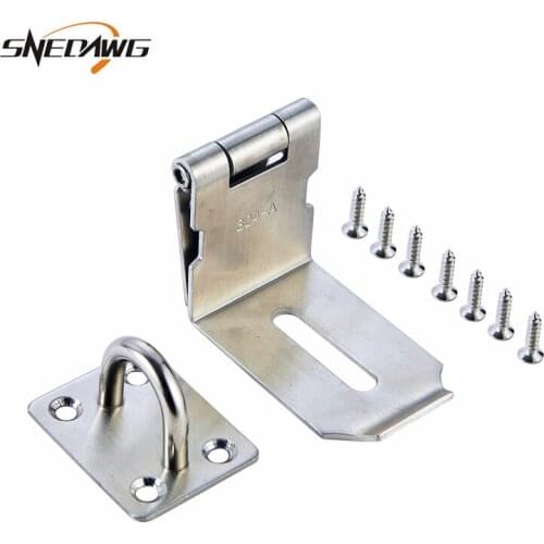 3/4/5inch Padlock Buckle Hasps Stainless Steel Anti-theft 90Degree Corner Hasps for Padlock Gate House Security Door Lock Hasps