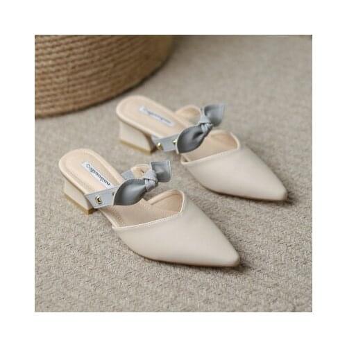 Sandals Women Summer 2021 New Chubby Heel, Mid-Heel, Bootstrap and Semi-Slipper Heels