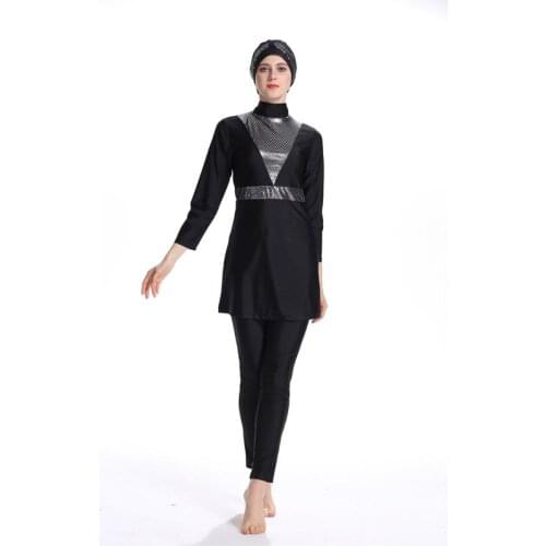 Womens Swimming Suit Islamic Swim Wear Beach Islamic Swimsuit Women 2020 Plus Size Burkinis Muslim Swimwear New Solid