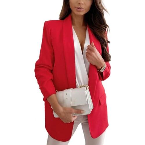 Office Lady Blazer Solid Color Fake Flap Pockets Autumn Winter Long Sleeve Lapel No Button Cardigan Blazer for Daily Wear