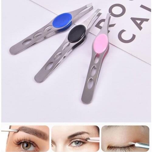 Brainbow 1pc Eyebrow Tweezer Stainless Steel Eyelash Extension Tweezers Eye Hair Removal Lady Face Makeup Tools Beauty Essential