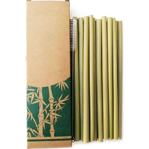 10pcs/set Bamboo Drinking Straws Reusable Eco-Friendly Party Kitchen + Clean Brush for Drop Shipping wholesale