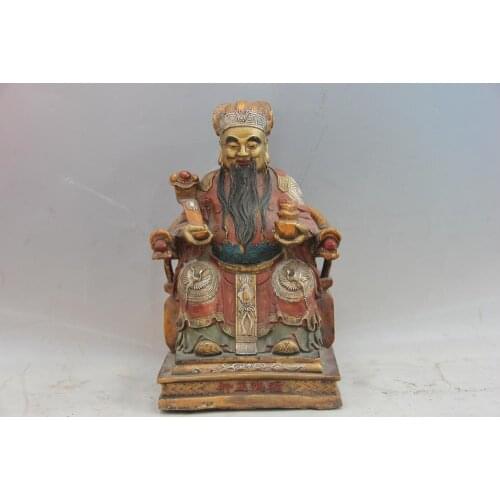 11" Chinese Temple Bronze Color Painted Lucky God Fu De Zheng Shen Buddha Statue Discount 55