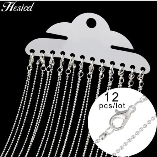 12Pcs/Pack 47cm Silver Lobster Clasp Chain For Women Or Men DIY Beaded Ball Necklace Jewelry Bulk Accessories Wholesale