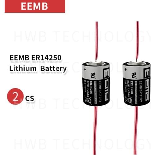 2Pcs/LOT EEMB ER14250 1/2AA 3.6V 1200mAh Lithium Battery With welding + Free Shipping