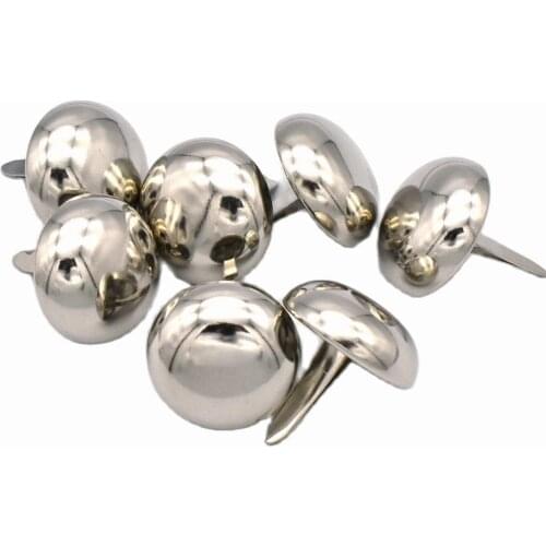 20mm Silver Purse Feet Round Dome Handbag Nailheads Brads Spike Prong Studs for Bag Belt Leather Craft Hardware Accessories 50pc