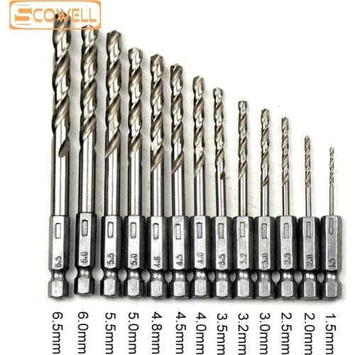 30% Off DIN338 Fully Ground 13pcs 1/4 hex shank HSS twist drill bits set quickly changed shank drill bit set cut metal 1.5 - 6.5