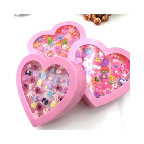 36PCS/ lot Love Kids Cute Sweet Rings Design Flower Animal Fashion Jewelry Accessories Girl Child Gifts Finger Rings