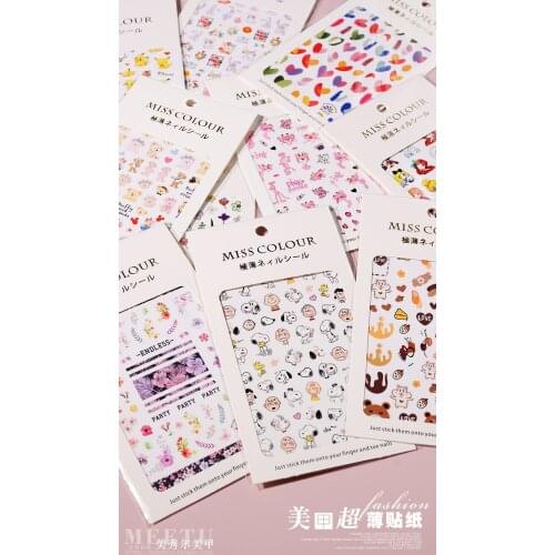 5 pcs Nail paste bear white flower peach nail paste fruit heart-shaped Rainbow Star Cartoon Smile Star