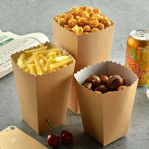 50pcs High quality popcorn cup packaging bucket paper cup disposable paper bucket takeaway packing box thickened without lid