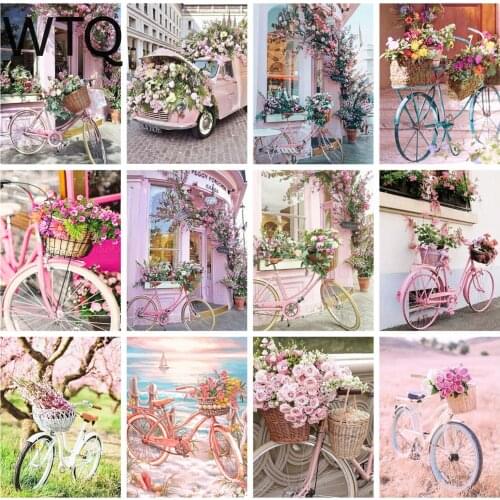 5d DIY Landscape Diamond Painting Bicycle Flower Diamond Embroidery Full Drill Diamond Mosaic Cross Stitch Kits Home Decor Gift