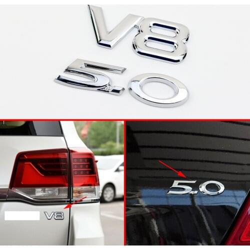 Vehicle Chrome Parts 3D Sticker Engine Decal 5.0+V8 Emblem Logo Badge Symbol Car Door Body Decoration Accessories
