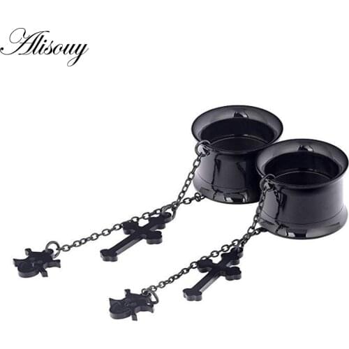 Alisouy 2PCS Stainless Steel Ear Plugs and Tunnels Ear Piercings Screw Fit Expansion Ear Stretched Flesh Tunnels Body Jewelry