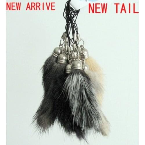 Free shipping small real fur keychain for mobile phone fur colors natural fox fur key chain