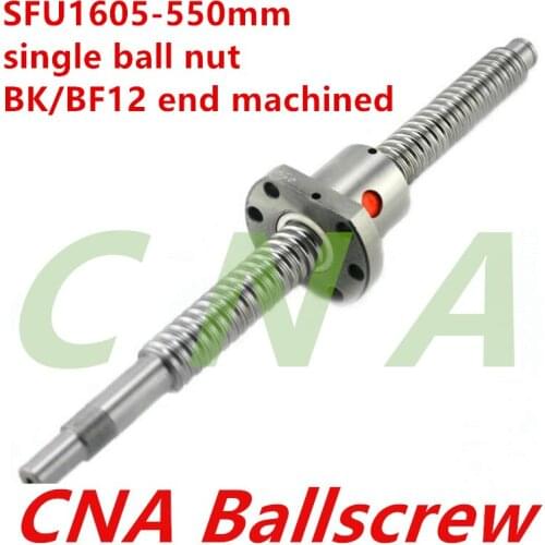 Free Shipping SFU1605 550mm BK/BF12 end machined RM1605 550mm Rolled Ball screw 1pc+1pc ball nut for SFU1605
