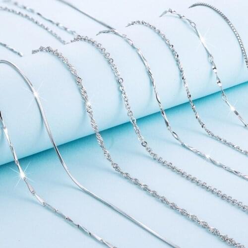 1PCS Multiple Classic Styles Real 925 Sterling Silver Necklaces Slim Thin Snake Chains Necklace Women Body Box Chain for Woman