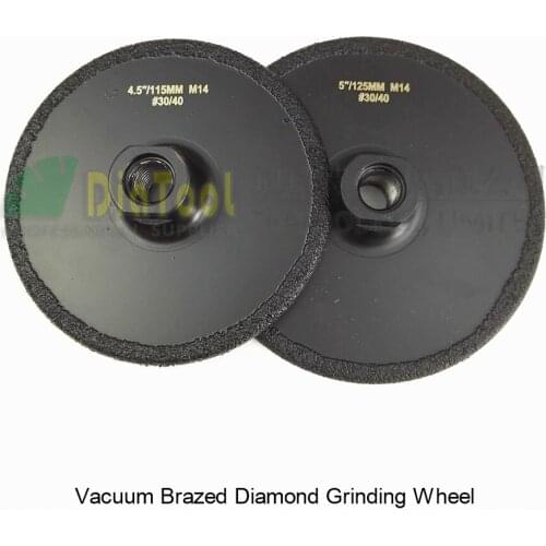 DIATOOL 2pcs (115MM+125MM) Vacuum Brazed Diamond Grinding Wheel M14 Grit #30/40 Flat Grinder Disc Cutting Available
