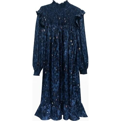 Elegant Pastel Floral Print Long Sleeve Vestidos Trendy Retro Robe Spring Fall New Plus Size Dress Women Clothes Ukraine