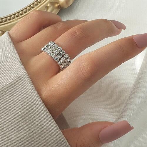 MANGOSKY Le Bsiser Elastic 925 Stering Silver single Row CZ Crystal toe ring 3mm