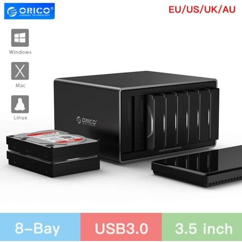 Orico NS800U3 8-Bay 3.5 Inch USB 3.0 UASP Hard Drive Enclosure Storage System Support 80TB Storage For Mac/Windows/Linux 12V