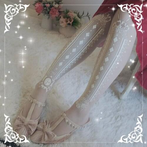 Summer Thin Alice Lolita soft Sister Sweet Stockings Lace Froal Print All-match Pantyhose Loli Girl Dresses Ornaments Socks