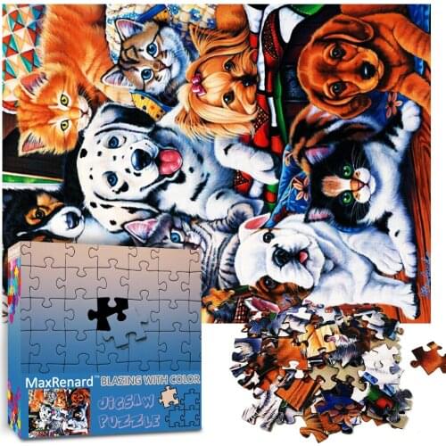 MaxRenard 60*45cm Dog Pattern Jigsaw Puzzle 300 Pieces Paper Assembling Puzzles Early Education Game for Children Birthday Gift