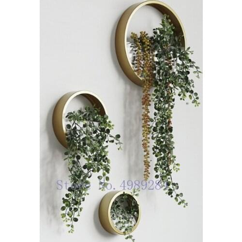 Metal Round Background Wall Decoration Flower Pot Storage Rack Modern Home Decoration Childrens Room Stained Glass Geometry