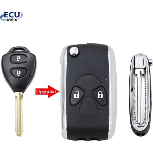 2 Buttons Modified Flip Remote Car Key shell Fob Case For Toyota Camry Avalon Corolla Matrix TOY43 Blade With Logo