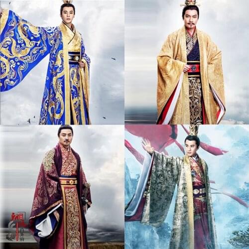 High end private customization Film TV costume Qin Han mens Hanfu emperors Dragon Robe Kings costume ministers performance