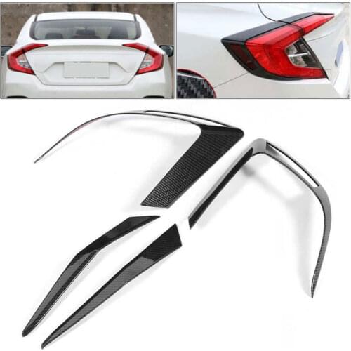 4pcs Rear Tail Light Trim Cover Fit for Honda Civic 10th 2016 2017 2018 2019 Carbon Fiber Style Taillight Decor Automobiles